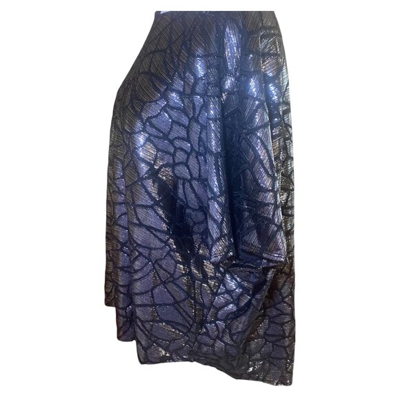 Alfani Metallic Black & Silver Top 3X Short Sleeve Holiday Party Celebration - Picture 4 of 9